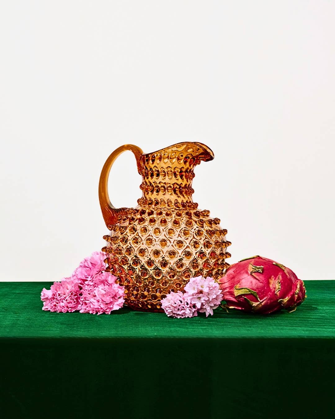 Hobnail Glass Pitcher | Honey Gold | 2L | Vintage Jug