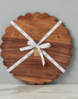 Scalloped Acacia Wood Cutting Board &amp; Charger – Decorative Serving Board