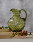 Hobnail Glass Pitcher | Moss Green | 2L | Vintage Jug