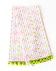 Pink Tennis Stripe Pom-Pom Cotton Towel - Set of 2