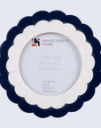 Scalloped Resin Inlay Picture Frame, Blue-White, 4" x 4"