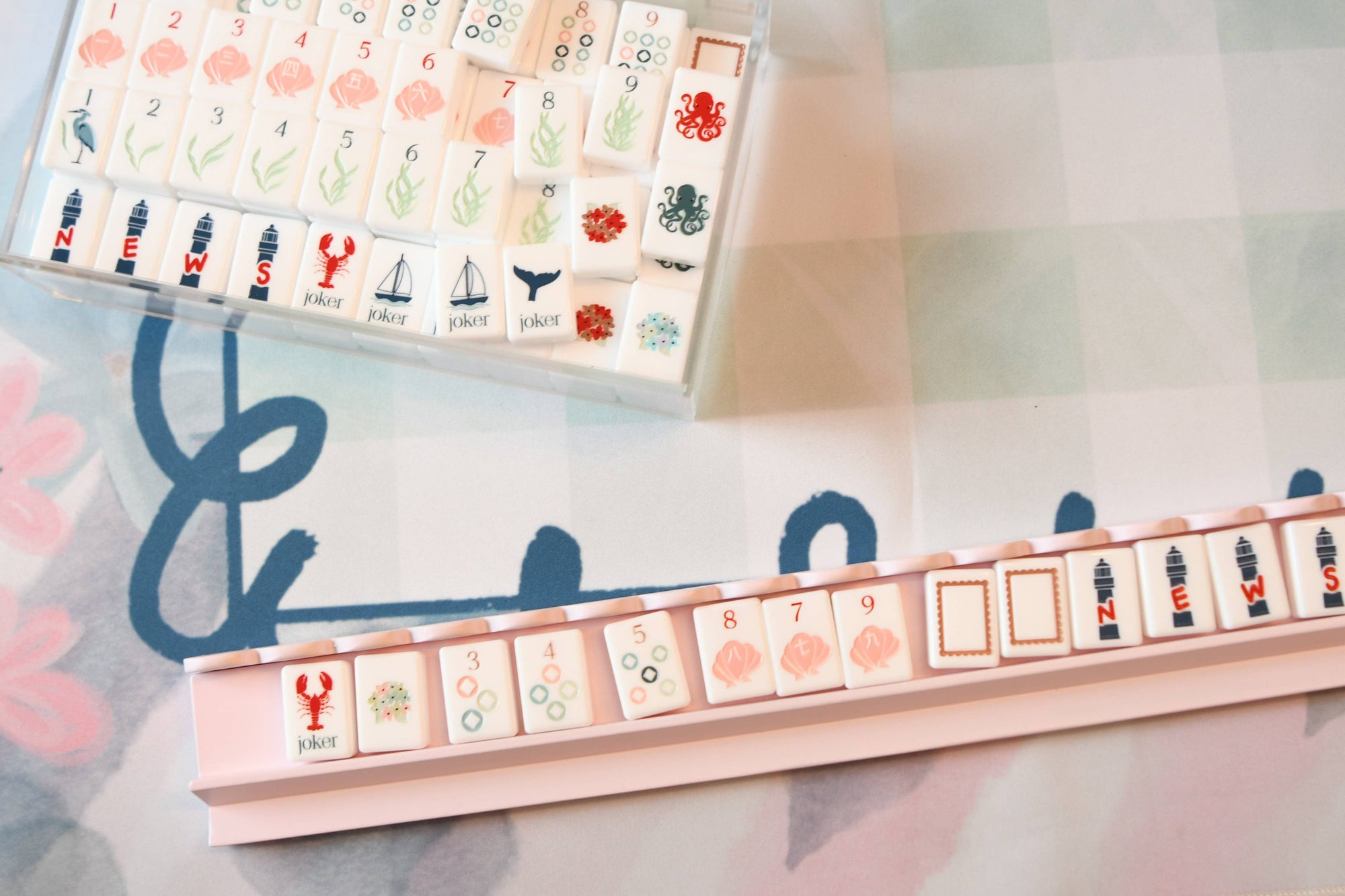 Ballet Pink Scalloped Wooden Mahjong Racks - 20 inches