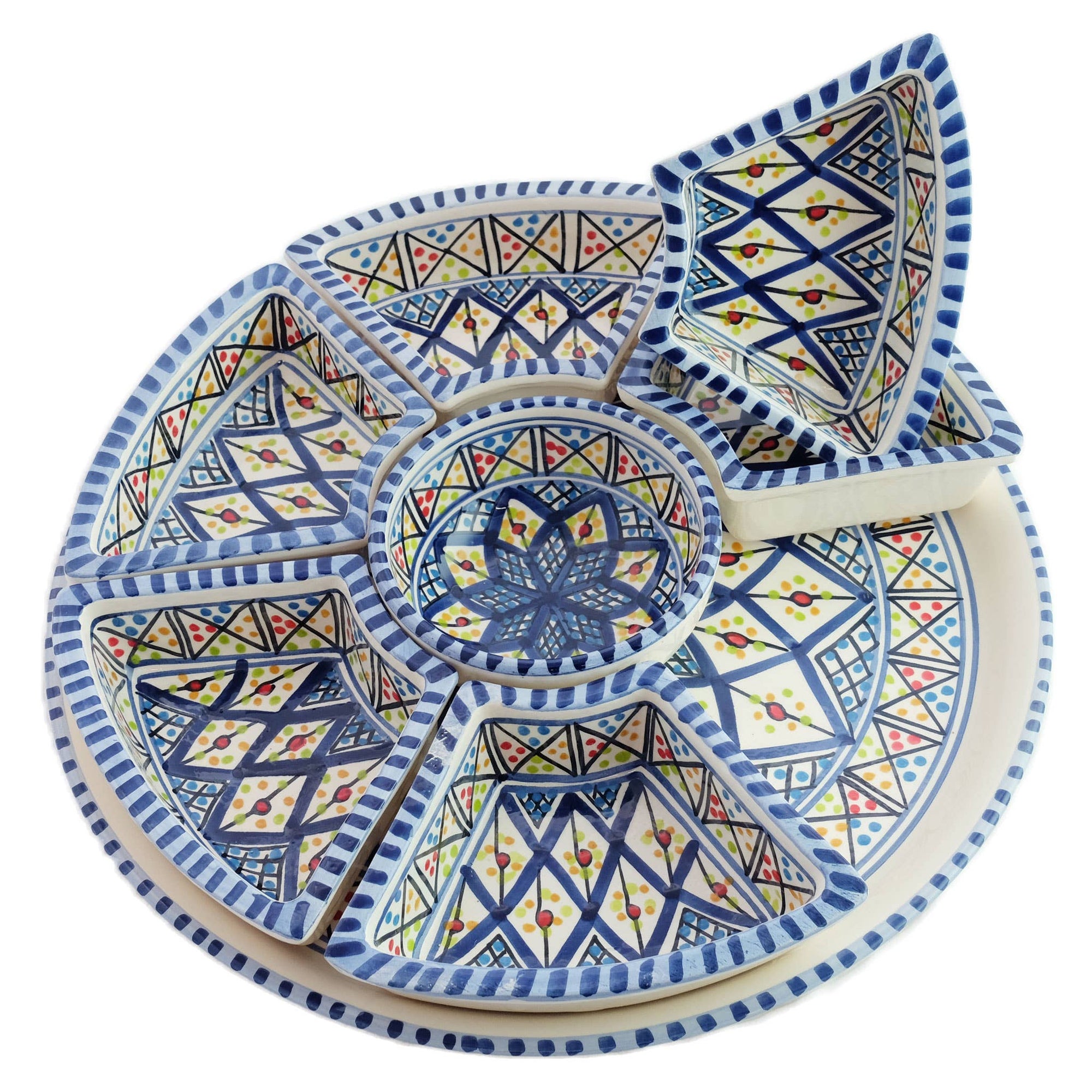Dark Blue Rosette Tapas Ceramic Server, Platter