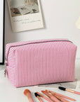 Personalized Embroidered Striped Seersucker Cosmetic Bag
