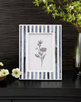 Bone Inlay Picture Photo Frame Grey White Stripe 5x7