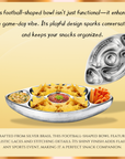 Football Chip and Dip Serving Snack Bowl, Silver Brass