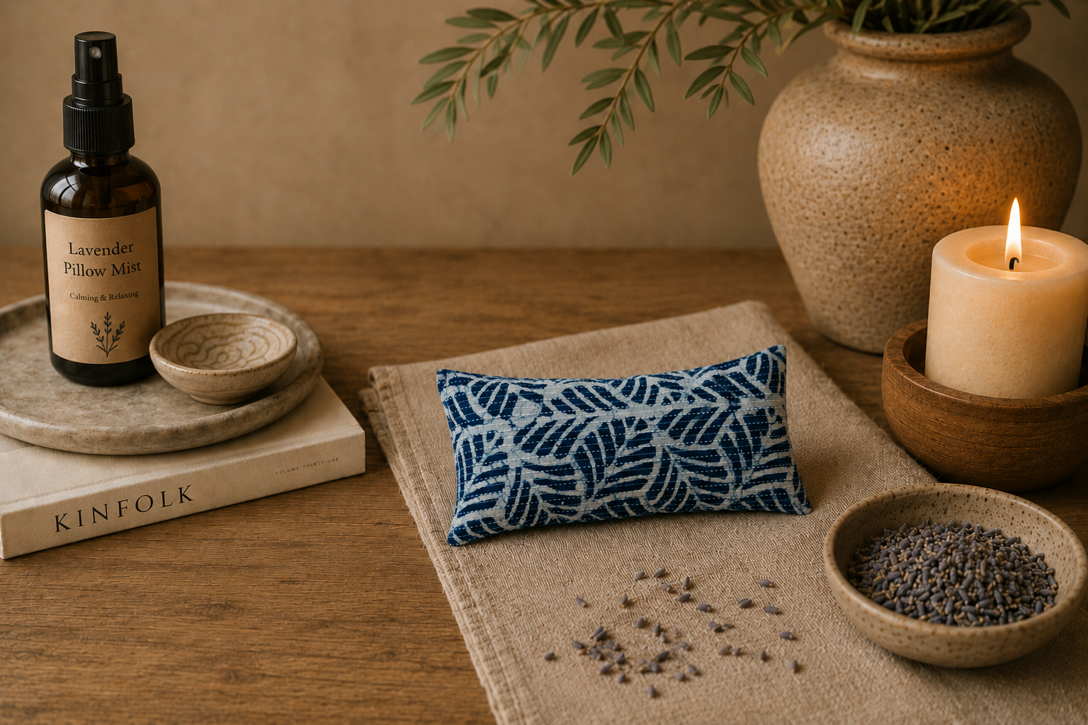 Indigo Palm Eye Pillow