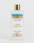I Hate Everyone - Glass Bottle Safety Matches - Aqua