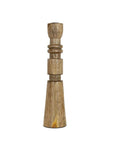 Yuma Boho Carved Stack Taper Holder Wood With Metal Cup