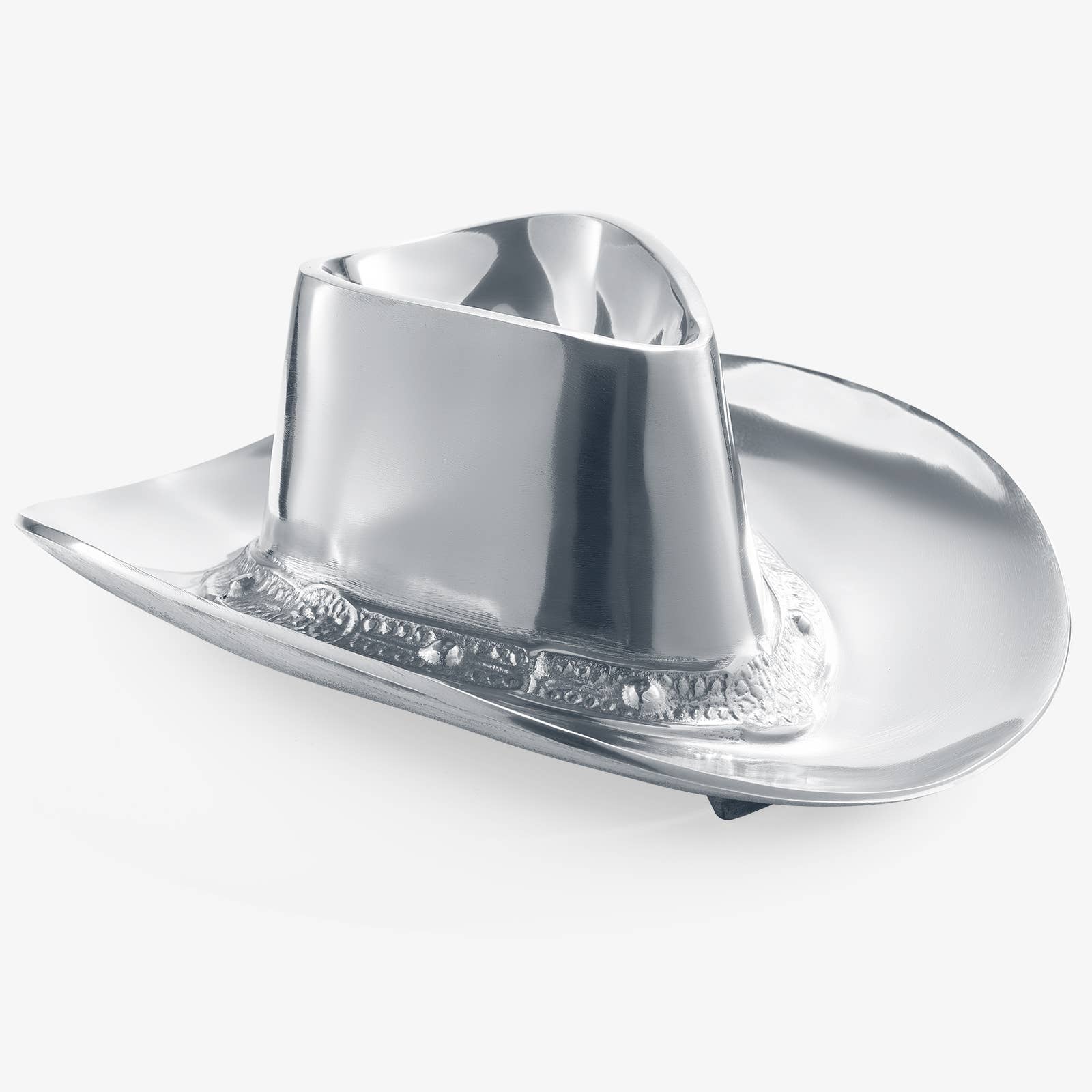 Cowboy Hat Chip and Dip Serving Snack Bowl, Silver Brass
