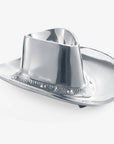 Cowboy Hat Chip and Dip Serving Snack Bowl, Silver Brass