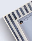 Bone Inlay Picture Photo Frame Grey White Stripe 5x7