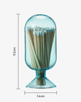 Blue Glass Match Cloche | 100 Match Sticks with Cork Stopper