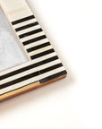 Mukhendu Stripe 4x6 Black White Picture Frame - Carved Bone