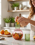 Cute Wave Flower Glass Carafe Bedside Water Pitcher Cup Set