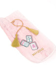 Mahjong Embroidered Pink Velvet Wine Gift Bag, 750ml
