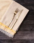 Reversible Cotton Dinner Napkins in Gold-Silver, Linens SET OF 4