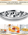 Football Chip and Dip Serving Snack Bowl, Silver Brass