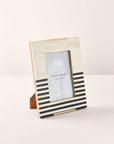 Mukhendu Stripe 4x6 Black White Picture Frame - Carved Bone
