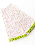 Pink Tennis Stripe Pom-Pom Cotton Towel - Set of 2