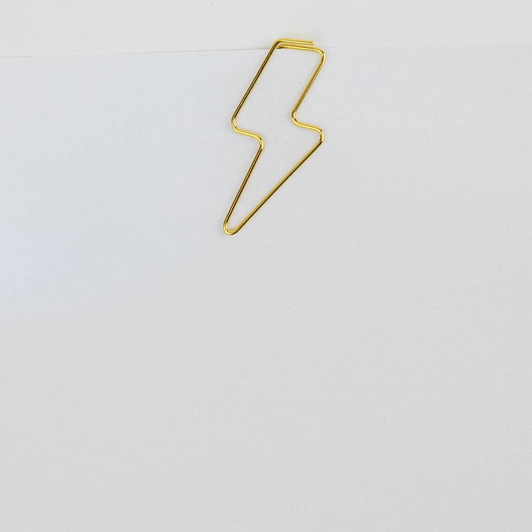Lightning Bolt - Unique Gold Plated Paper Clips - Pack of 25