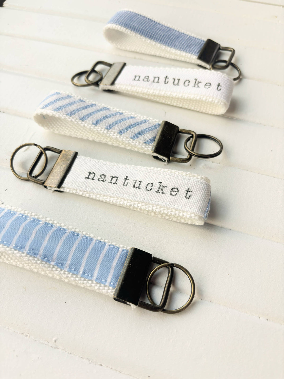 Palisades Coastal Stripe Key Fob – Handcrafted Canvas Keychain