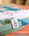 Eucalyptus Green Scalloped Wooden Mahjong Racks - 20 inches