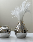 Stainless Steel Vase With Gold Balls Large