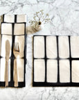 Black Cotton Cloth Napkins, Rectangle Design, SET OF 4