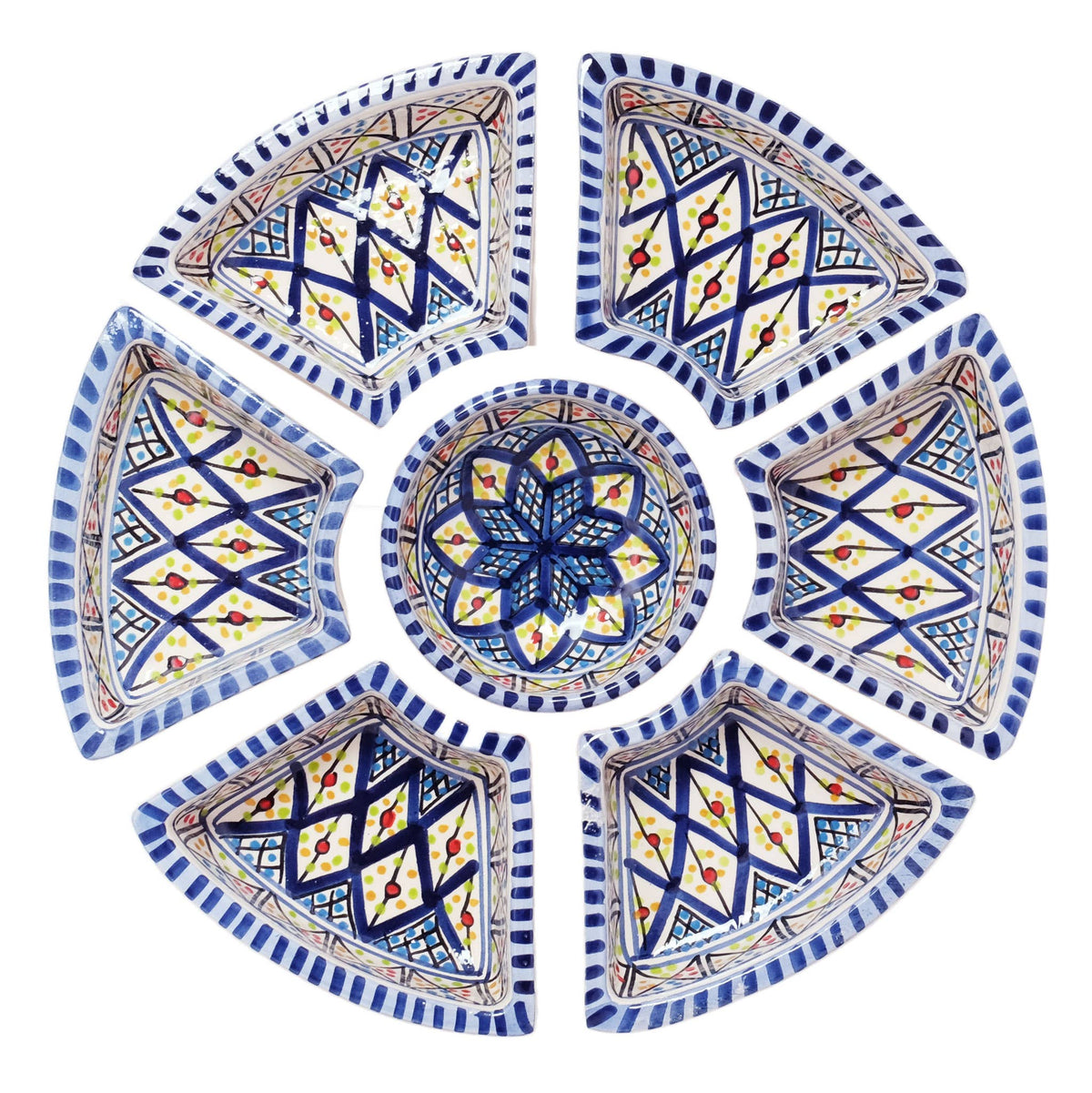 Dark Blue Rosette Tapas Ceramic Server, Platter