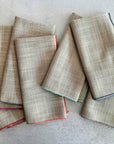 Oatmeal Napkins with Color Edging, set of 8