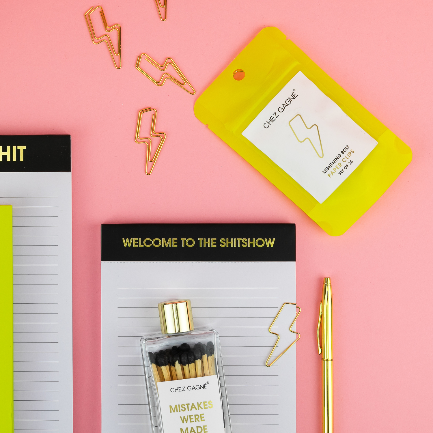 Lightning Bolt - Unique Gold Plated Paper Clips - Pack of 25