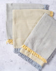 Reversible Cotton Dinner Napkins in Gold-Silver, Linens SET OF 4