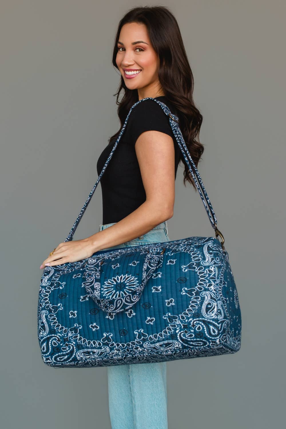Dark Blue Bandana Paisley Duffel Bag