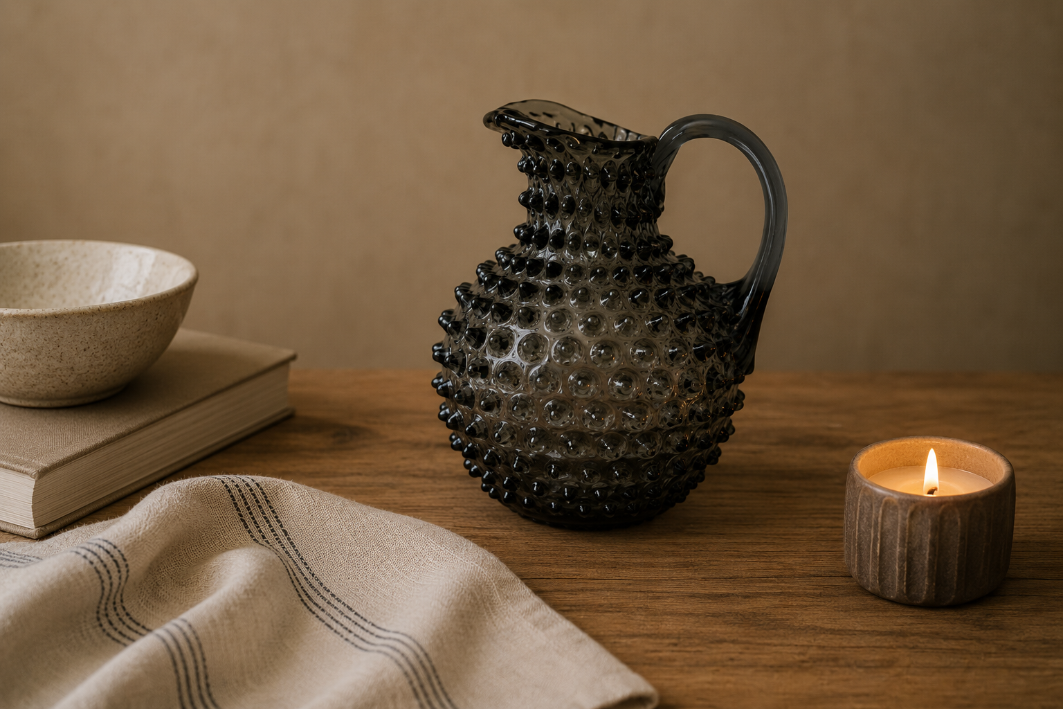 Sage Grey Hobnail Pitcher