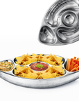 Football Chip and Dip Serving Snack Bowl, Silver Brass
