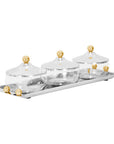 Stainless Steel Dip Tray & Bowls with Gold Balls
