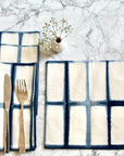 Indigo Cotton Dinner Cloth Napkins, Rectangle Design, SET OF 4