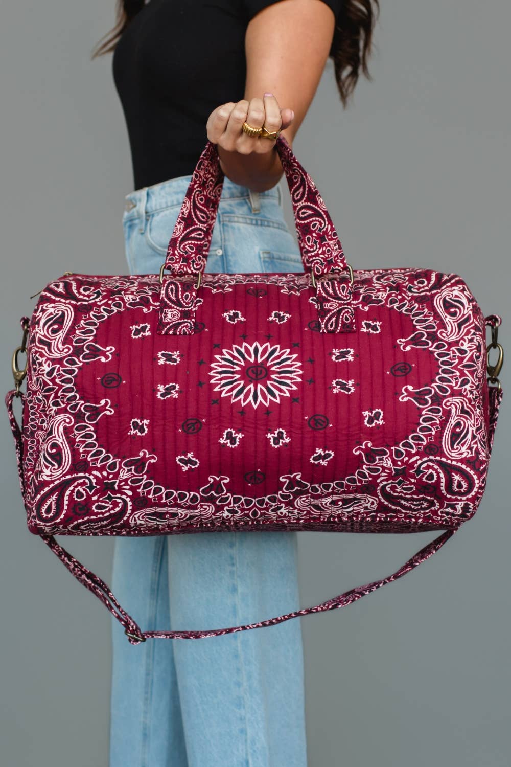 Burgundy Bandana Paisley Duffel Bag