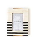 Mukhendu Stripe 4x6 Black White Picture Frame - Carved Bone