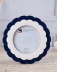 Scalloped Resin Inlay Picture Frame, Blue-White, 4" x 4"