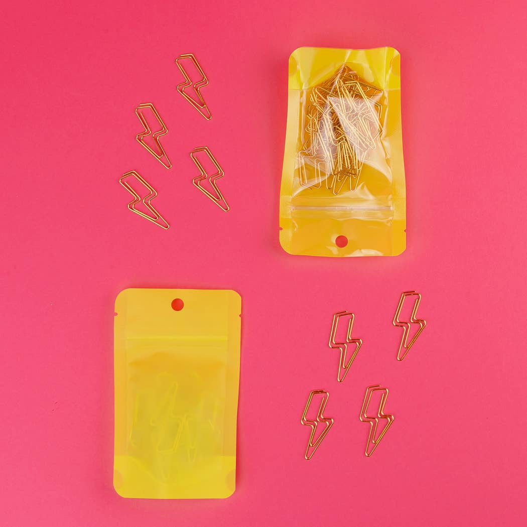 Lightning Bolt - Unique Gold Plated Paper Clips - Pack of 25