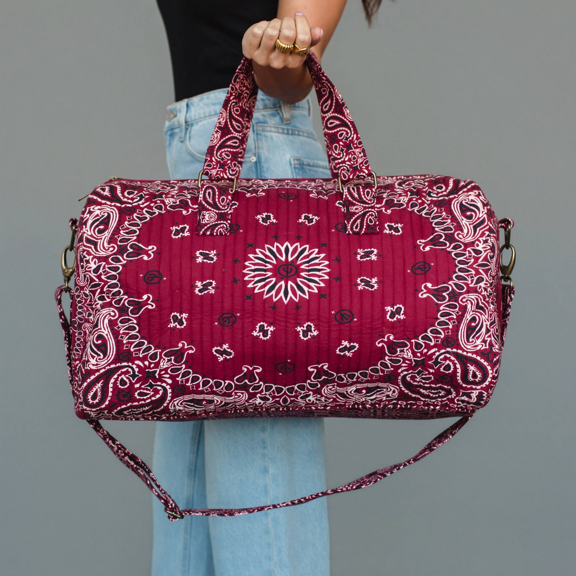Burgundy Bandana Paisley Duffel Bag