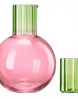Cute Wave Flower Glass Carafe Bedside Water Pitcher Cup Set