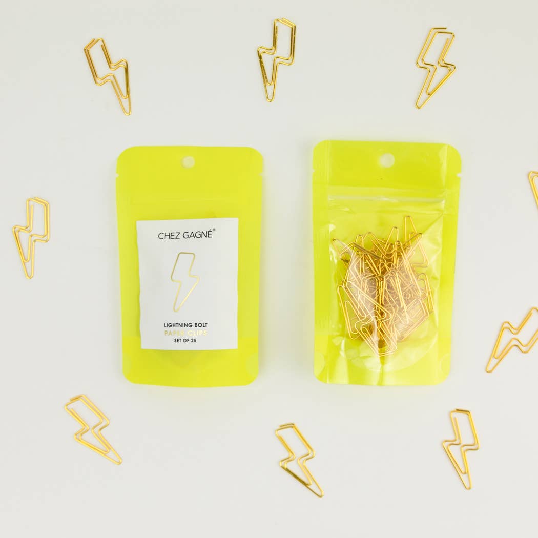 Lightning Bolt - Unique Gold Plated Paper Clips - Pack of 25