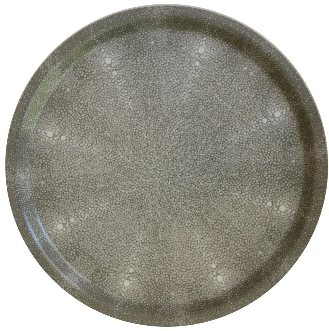 Tray, Large Round, Shagreen (Gray) - Tisch New York