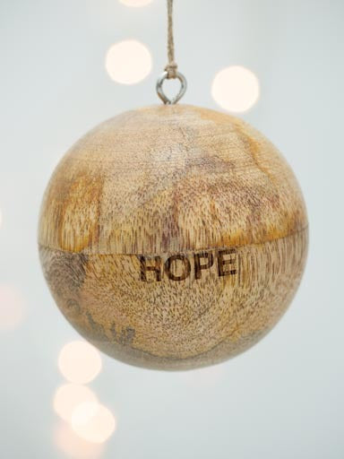 Chehoma Hope / Espoir Mango Wood Christmas Ornament