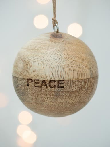 Chehoma Peace / Paix Mango Wood Christmas Ornament
