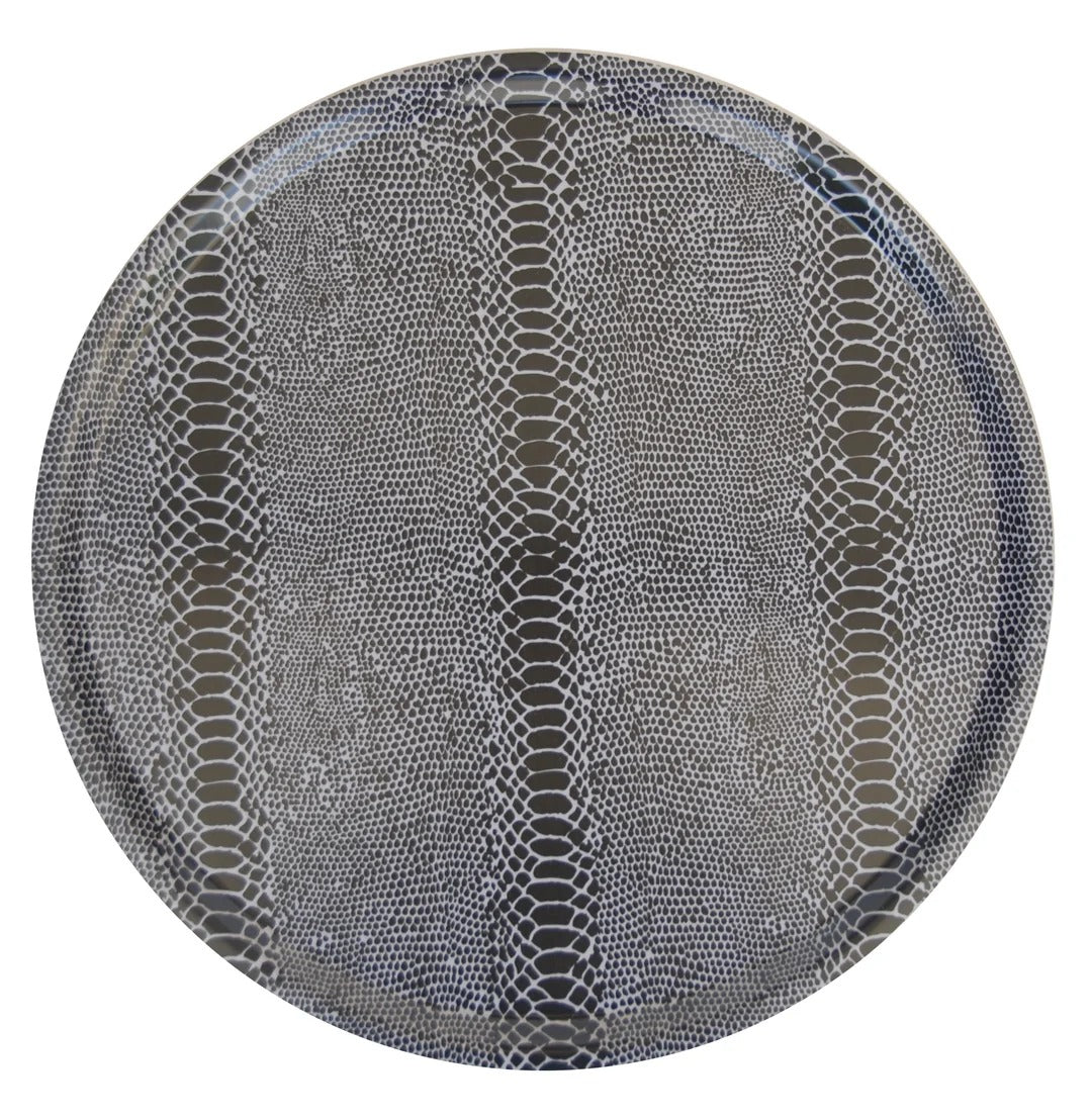 Tray, Large Round, Snakeskin (Black) - Tisch New York (Copy) (Copy)