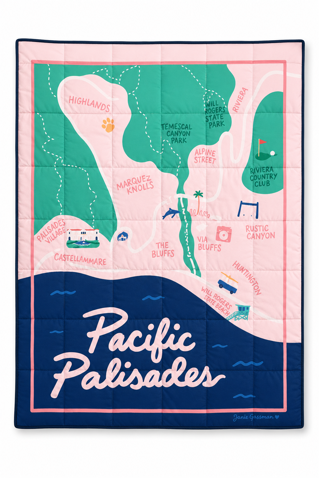 Palisades Map Soft Block Couch Blanket 52"x75"